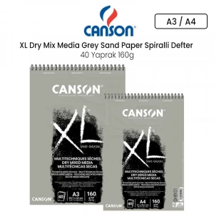 Canson Xl Dry Mix Media Grey Sand Paper Spiralli Defter 40 Yaprak 160g