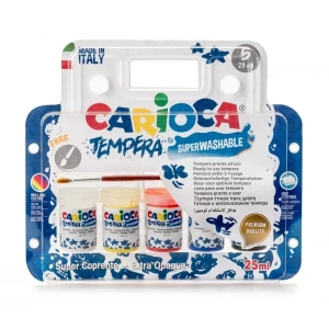 Carioca Ko033 Tempera Sulu Boya Süper Yıkanabilir Fırçalı 5x2ml 5 Renk