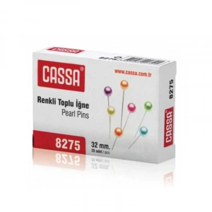Cassa 8275 Renkli Başlı Toplu İğne 32mm