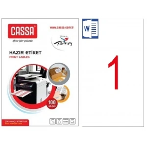CASSA LASER ETİKET 210x297mm 1x100 100 ADET