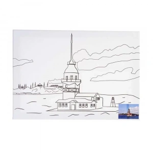 Ceoart Desenli Tuval (Taksim Treni, Ayasofya, Galata, Kız Kulesi) 35X50  Ceo-Tu0002