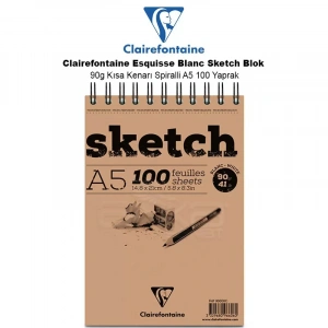Clairefontaine Esquisse Blanc Sketch Blok 90g Kısa Kenarı Spiralli A5 100 Yaprak
