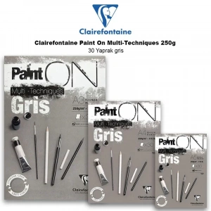 Clairefontaine Paint On Multi-techniques 250g 30 Yaprak Gris