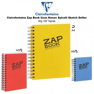 Clairefontaine Zap Book Uzun Kenarı Spiralli Sketch Defter 80g 160 Yaprak
