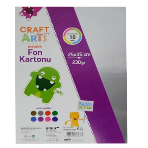 Craft And Arts Metalik Fon Kartonu 230 Gr 10lu 25x35 Poşetli