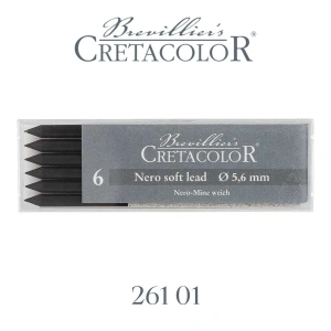 Cretacolor Portmin Kalem Ucu 5.6mm 6lı Nero Yağlı Kömür Soft 26101