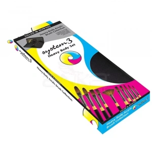 Daler Rowney System 3 Brush Heavy Body Zip Cases Uzun Saplı Sentetik Fırça 10lu 281300111