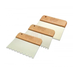 Dekor Hassan Fayans Tarağı Ahşap Saplı Kare Diş 10x10 Mm Paslanmaz Çelik 17 Cm