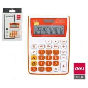 DELİ 1122 MASA ÜSTÜ HESAP MAKİNESİ 12 HANE TURUNCU