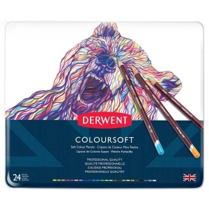 Derwent Coloursoft Metal Kuru Boya Teneke Kutu 24lü