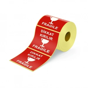 Dikkat Kırılır Etiketi 10x10 - 250 Etiket