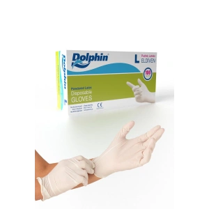 Dolphin Pudralı Lateks Eldiven Beyaz L (1 Paket/100 Adet)