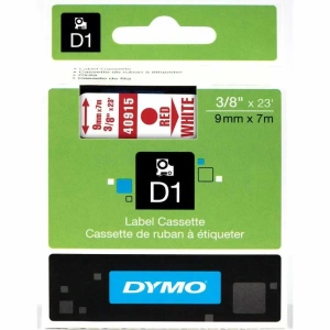 DYMO 40915 Beyaz/Kırmızı D1 Yedek Şerit (9 mm x 7 mt)