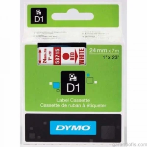 DYMO D1 Beyaz/Kırmızı Yedek Şerit 24mm x 7mt (53715)