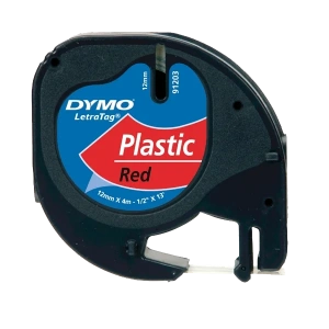 Dymo Letratag Şerit Plastik 12 MMx4 MT Kırmızı 91203
