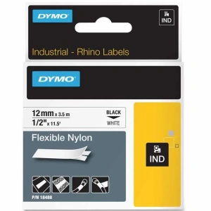 DYMO Rhino Pro Esnek Naylon Şerit 12mmx3,5m Beyaz/Siyah (18488)