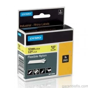 DYMO Rhino Pro Esnek Naylon Serit 12mmx3,5m Sarı/Siyah (18490)