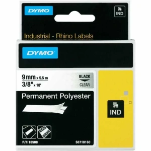 Dymo Rhinopro 18508 Şeffaf/siyah Sabit Polyester Şerit 9 Mm X 5,5 Mt