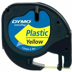 DYMO S0721620 Sarı LetraTag Plastik Şerit (12mm x 4mt)