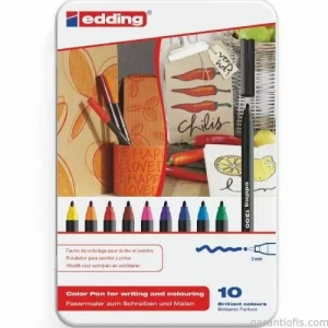 Edding 1300 Keçeli Grafik Kalemi (10 Lu Metal Kutu)