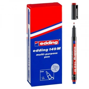 Edding 149 M Çok Amaçlı Permanent Kalem (Silgili Asetat Kalemi) KIRMIZI 10lu Kutu