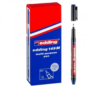 Edding 149 M Çok Amaçlı Permanent Kalem (Silgili Asetat Kalemi) MAVİ 10lu Kutu