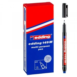 Edding 149 M Çok Amaçlı Permanent Kalem (Silgili Asetat Kalemi) SİYAH 10lu Kutu