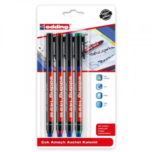 Edding 149m Asetat Kalemi 1mm Silgili Karışık 4lü