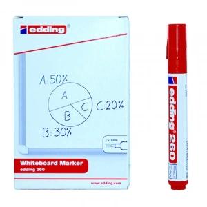 Edding 260 Whiteboard Marker Yazı Tahtası Kalemi 10lu Kutu Kırmızı
