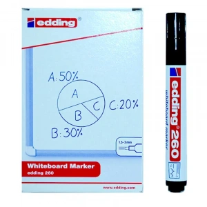 Edding 260 Whiteboard Marker Yazı Tahtası Kalemi 10lu Kutu Siyah