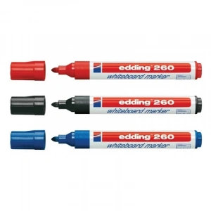 Edding 260 Whiteboard Marker Yazı Tahtası Kalemi Seti 3lü Siyah, Kırmızı, Mavi