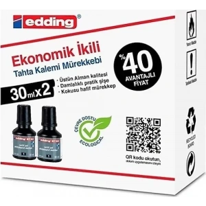 Edding Bt 30 Tahta Kalem Mürekkebi Siyah 30ml 2li