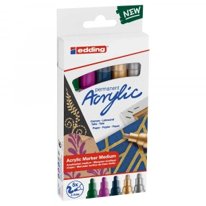 Edding Ed5100K5999 Orta Uçlu Akrilik Markör 5Li Set Festıve