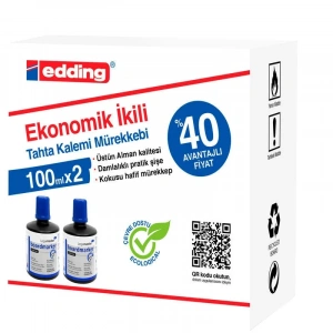Edding Legamaster Tahta Kalemi Mürekkebi 100 ml. MAVİ x 2li Kutu