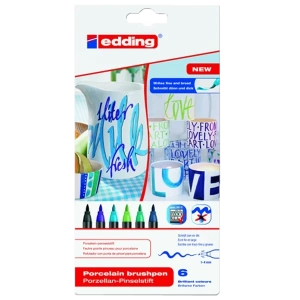 Edding Porselen Kalemi Fırça Uçlu 1-4 MM 6 LI Soğuk Renkler 4200