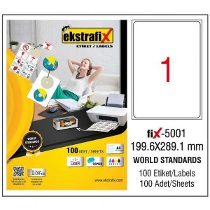 Ekstrafix Laser Etiket 100 YP 199.6x289.1 Laser-Copy-Inkjet FİX-5001