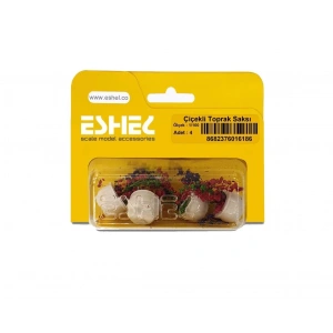 Eshel Maket Çiçekli Toprak Saksı 1/100 4lü