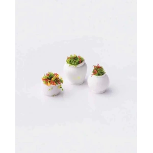 Eshel Maket Çiçekli Toprak Saksı 1/75 3lü