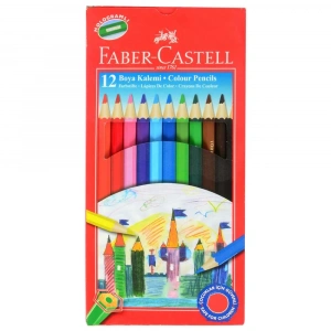 Faber Castell 12 Renk Kuru Boya Kalem Tam Boy