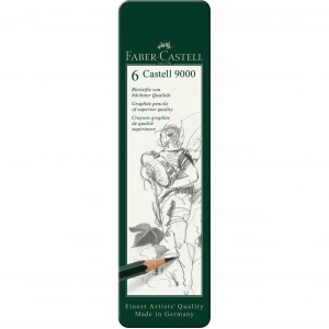 Faber Castell 9000 Art Set Dereceli Karakalem Eskiz Çizim 6lı Set