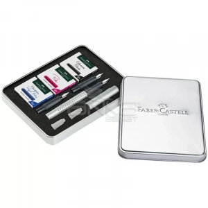 Faber-castell Grip 2011 Dolma Kalem Kaligrafi Set Gümüş