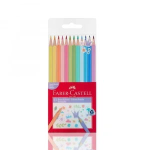 Faber Castell Kuru Boya Kalemi 12 Renk Üçgen Gövde Pastel Renkler 5171116313