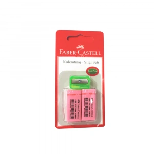 Faber Castell Renkli Silgi 2 Adet + Plastik Kalemtraş