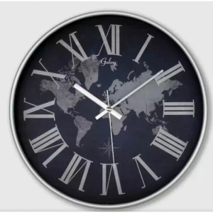 GALAXY 218-G-3 DEKORATİF SİYAH KADRAN DUVAR SAATİ GRİ