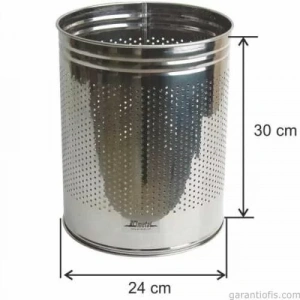 Garanti Metal 1436 Paslanmaz Tam Delikli Ofis Tipi Çöp Kovası (13 Lt)
