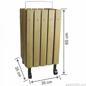 Garanti Metal 2100 Ahşap Kare Bahçe Tipi Çöp Kovası (45 Litre)