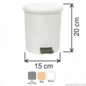 Garanti Metal 7135 Plastik İç Kovalı Yuvarlak Pedallı Çöp Kovası (3,5 Litre)