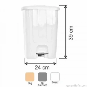 Garanti Metal 7140 Plastik İç Kovalı Köşeli Pedallı Çöp Kovası (17 Litre)