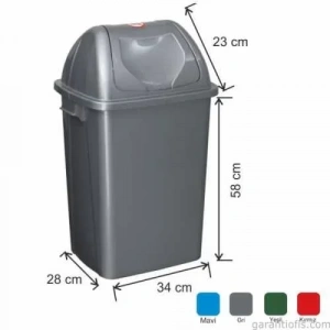 Garanti Metal 7400 Plastik Çatı Kapaklı Çöp Kovası (65 Litre)