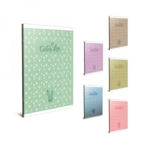 Gıpta Cactus Love Tel Dikişli Plastik Kapak Kareli Defter A4 60 Yaprak